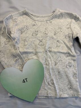 Olivia - Heather Grey Crewneck Shirt/sweatshirt with rabbit design